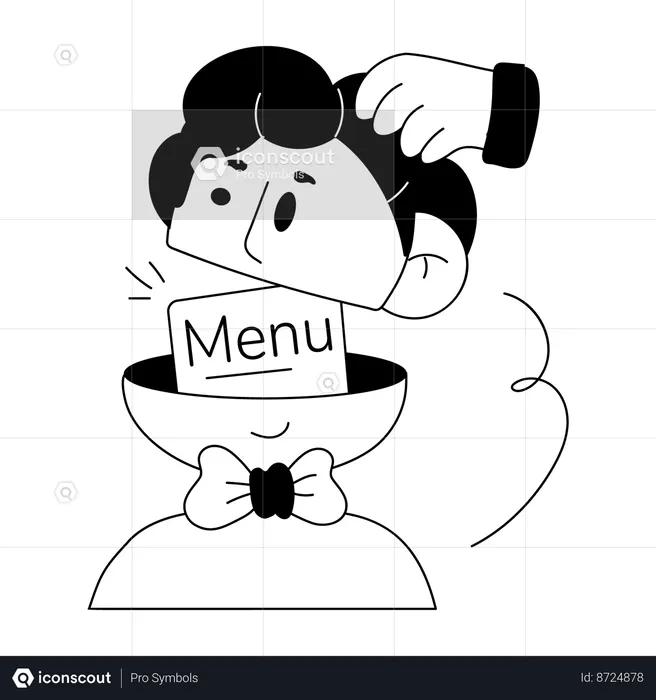 Waiter with menu card  Illustration