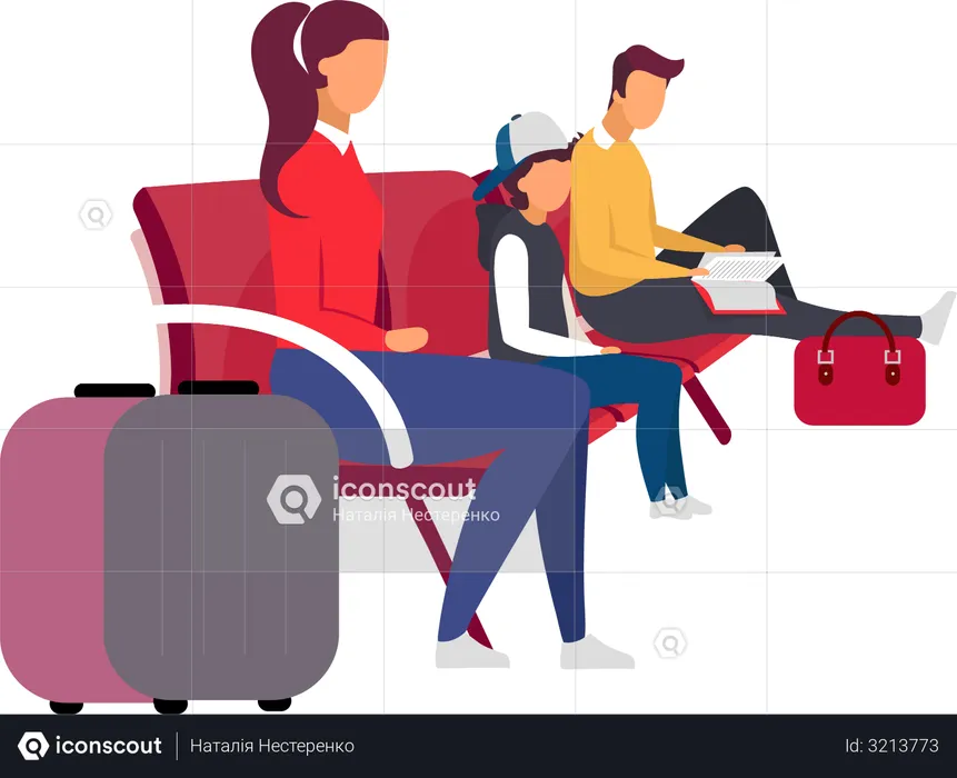 Waiting for flight at airport  Illustration