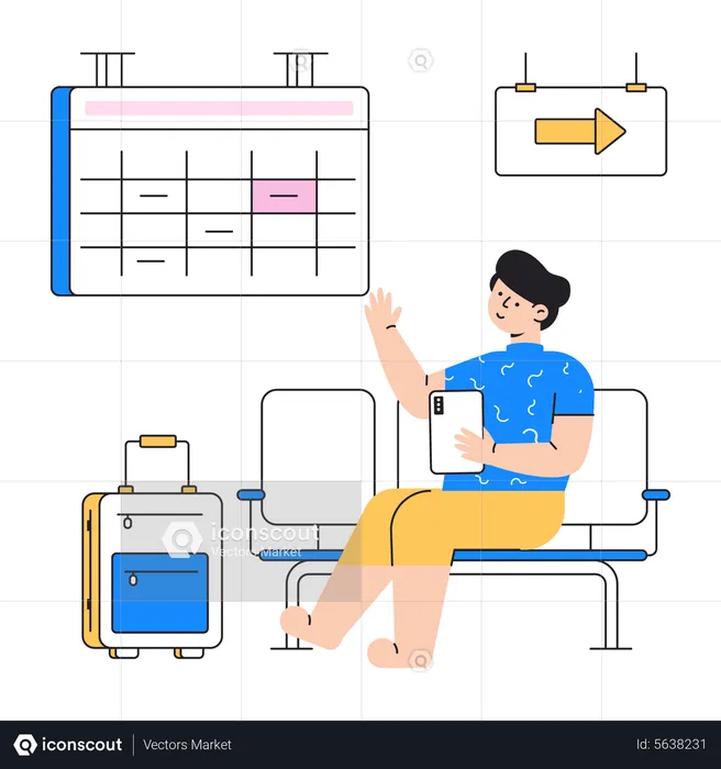 Waiting for flight  Illustration