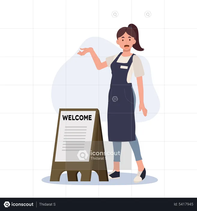 Waitress is invite customer  Illustration