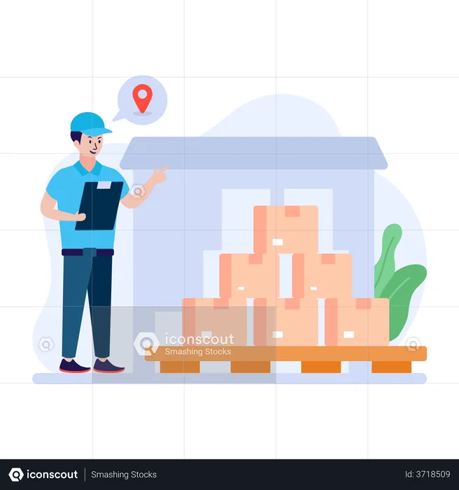Warehouse employee stacking boxes to be delivered  Illustration