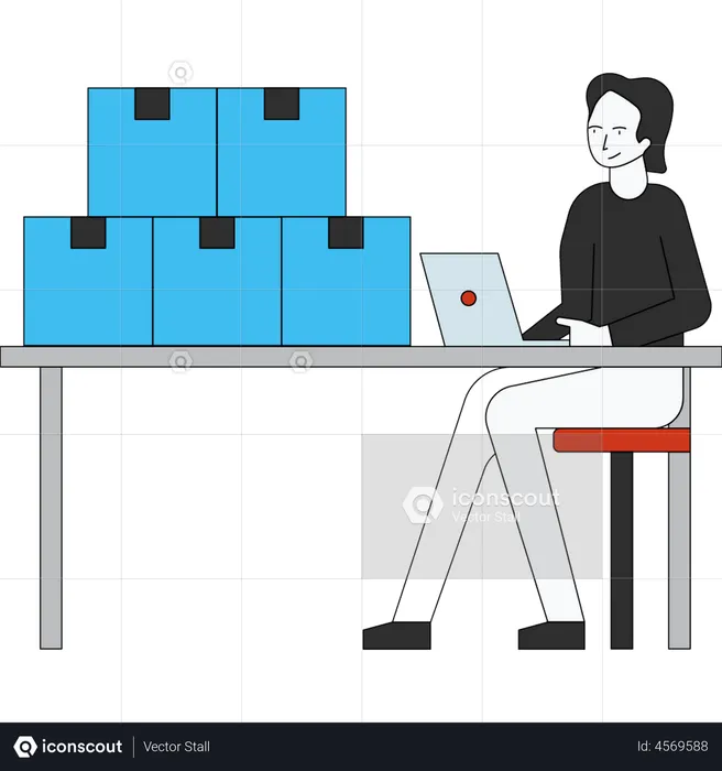 Warehouse manager looking at delivery consignments  Illustration