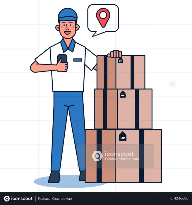 Warehouse manager sorting shipment  Illustration