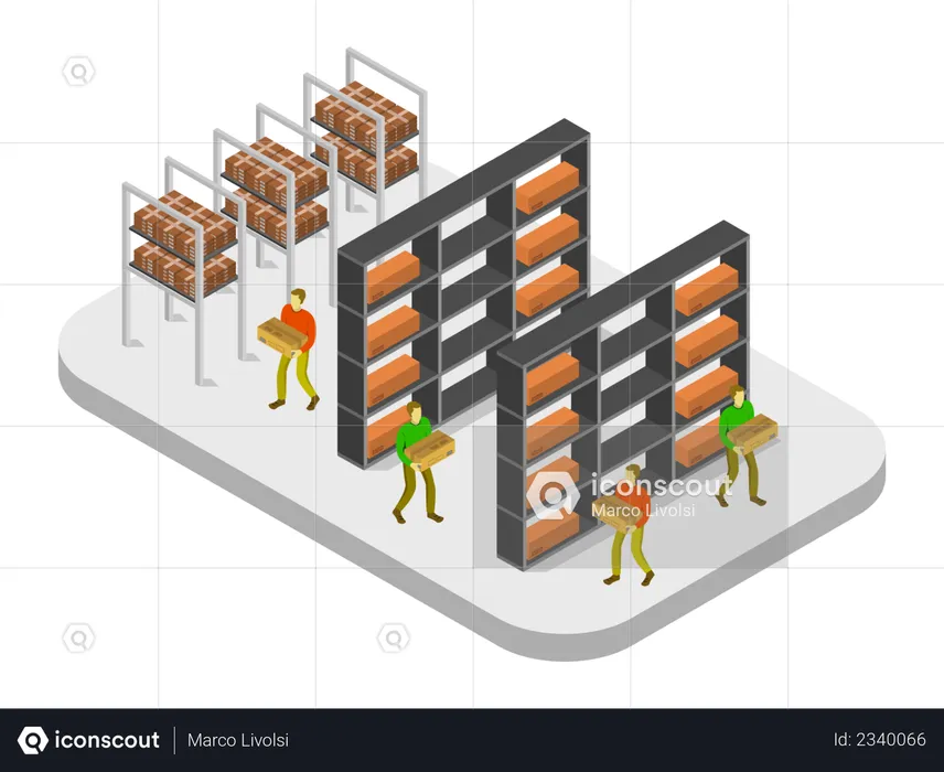 Warehouse Worker arranging boxes  Illustration