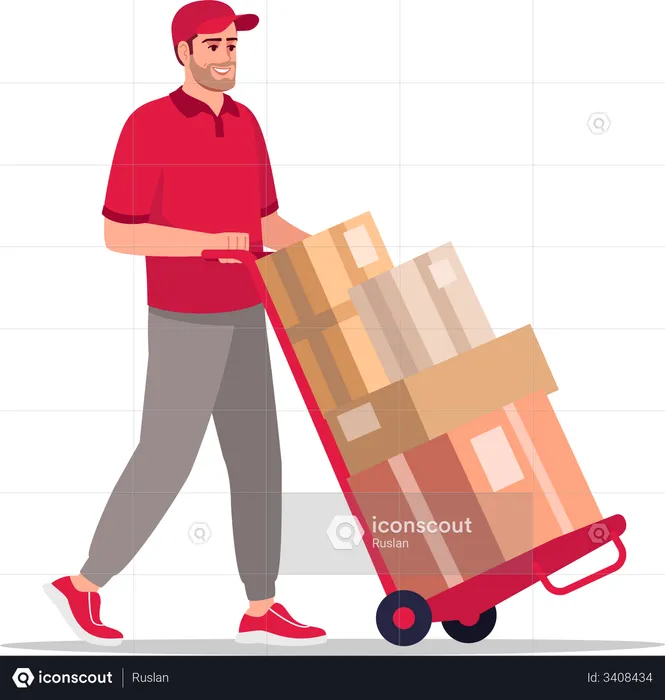 Warehouse worker transporting goods  Illustration
