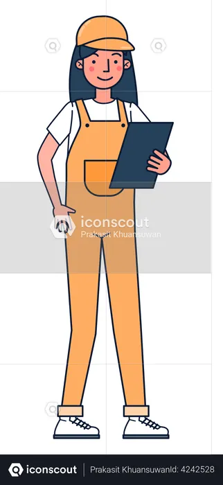 Warehouse worker with shipment record  Illustration