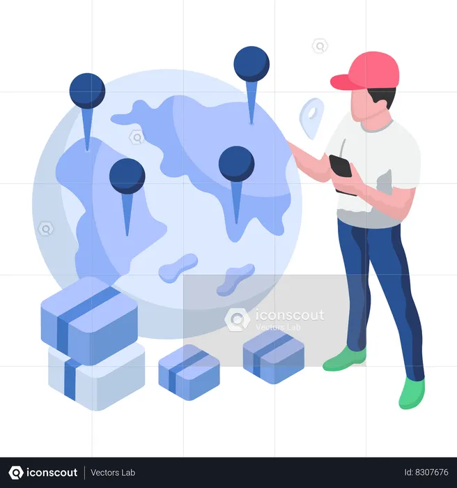 Waren weltweit ausliefern und aufspüren  Illustration