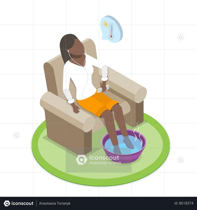 Warming Feet For Relaxation  Illustration