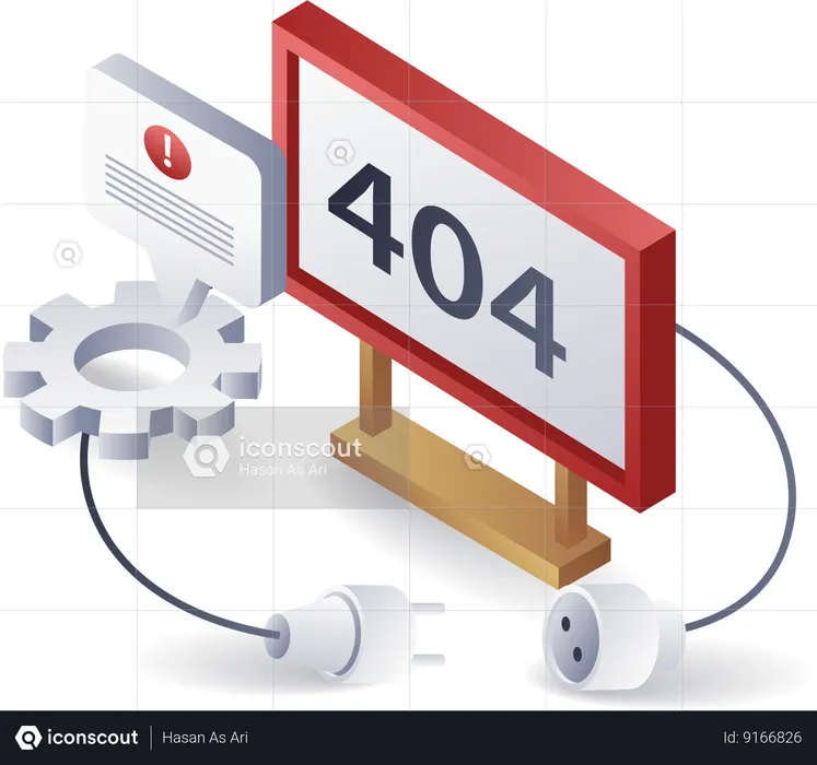 Warning error code 404  Illustration