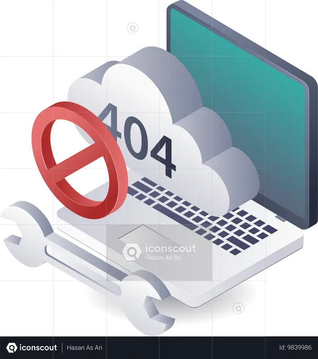 クラウド サーバー データ システムの警告エラー コード 404  イラスト