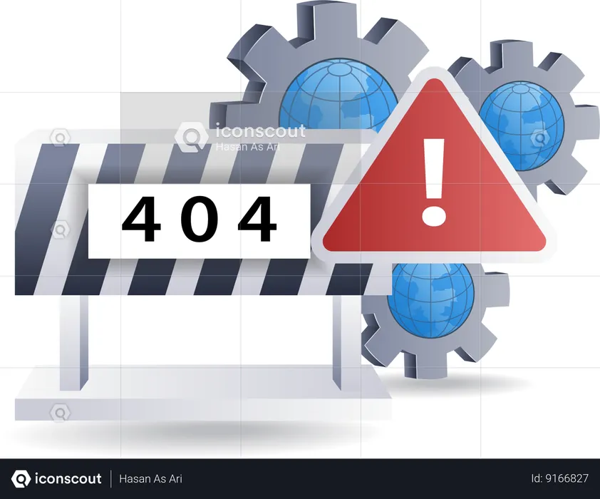 Warning sign error code 404  Illustration