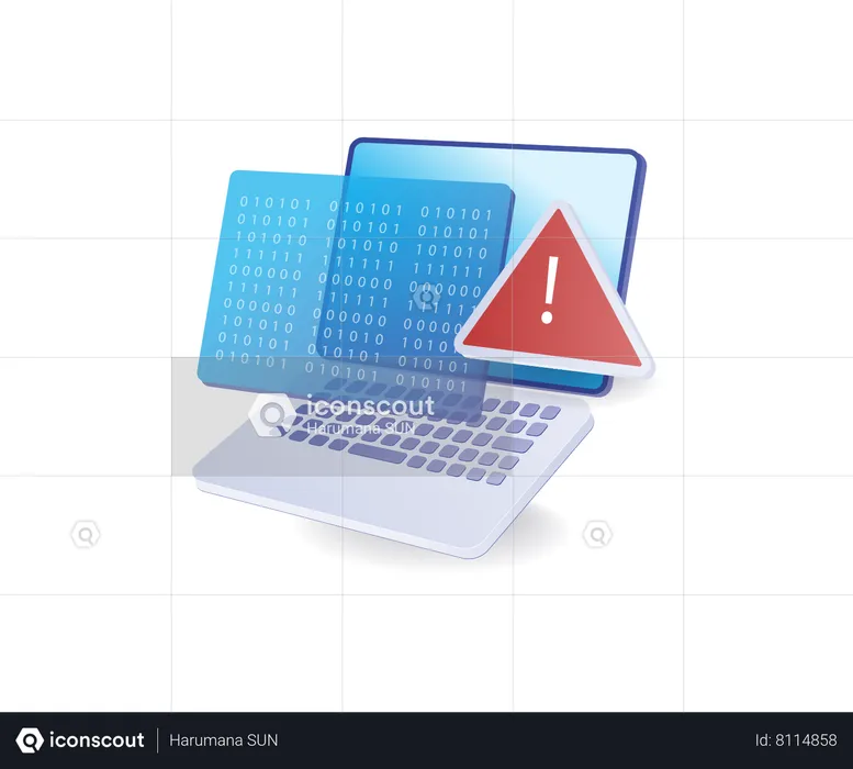 Warning sign of malware attack  Illustration