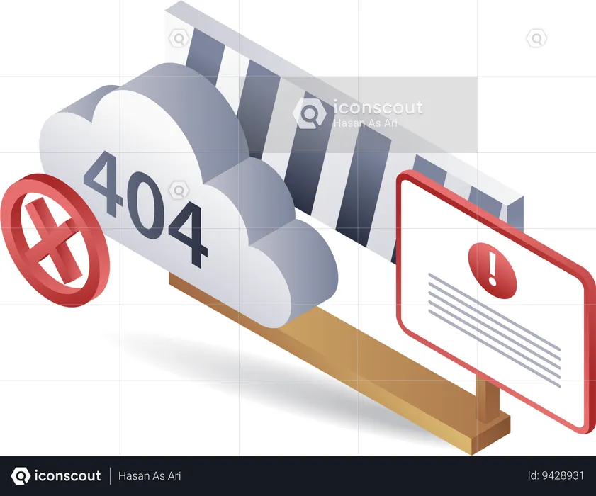 Warning symbol cloud repair error code 404 system technology  Illustration