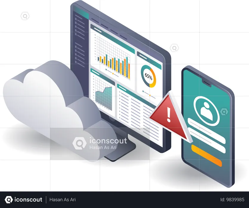 Warnung Analyse des Cloud-Server-Datensystems  Illustration