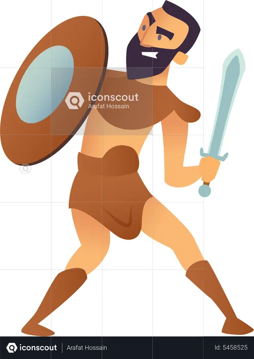 Warrior Holding Swords  Illustration