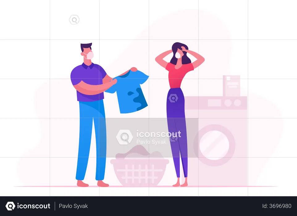 Wash Clothes In Washing Machine During Covid19  Illustration