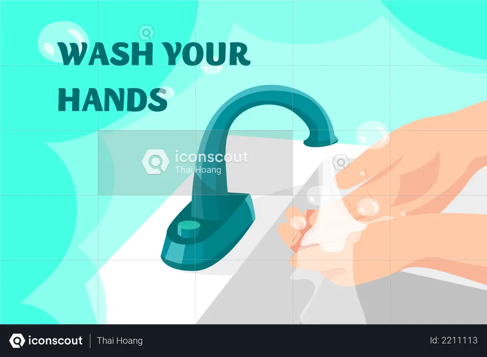 Wash Your Hands poster  Illustration