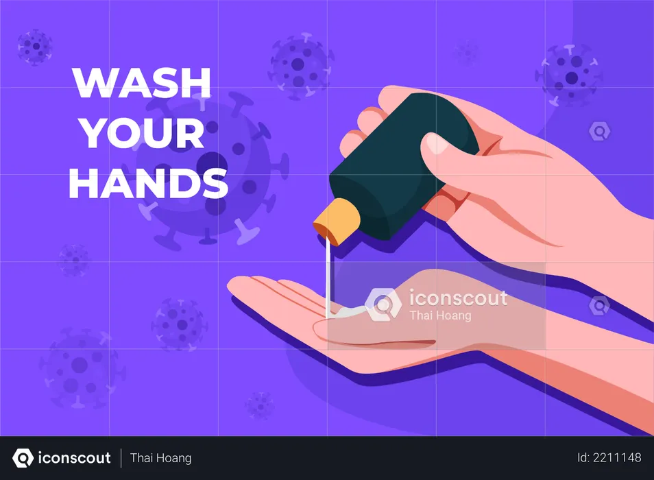 Wash Your Hands with Hand Sanitizer  Illustration