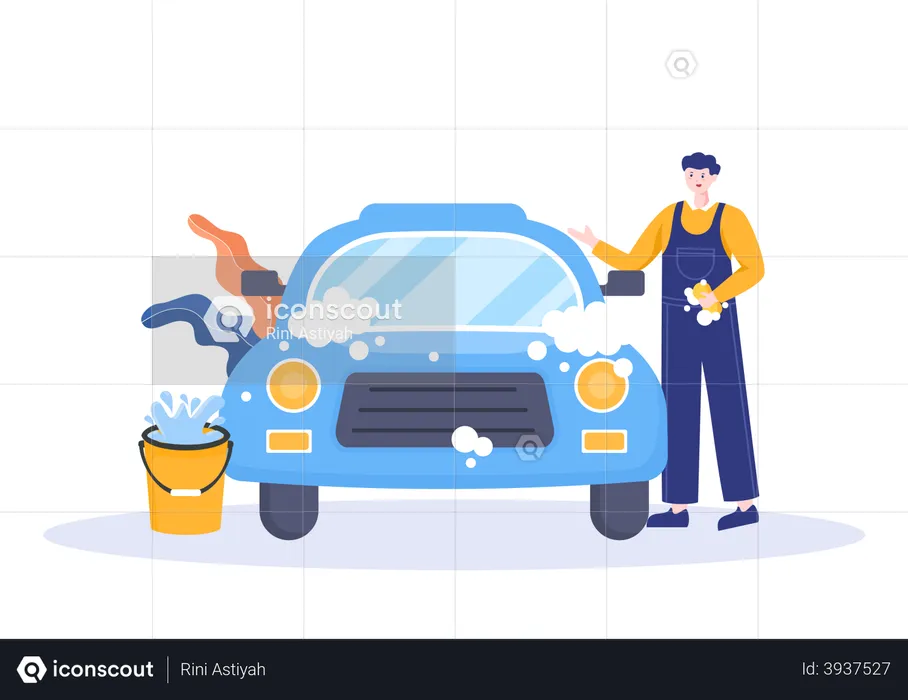 Washing Car  Illustration