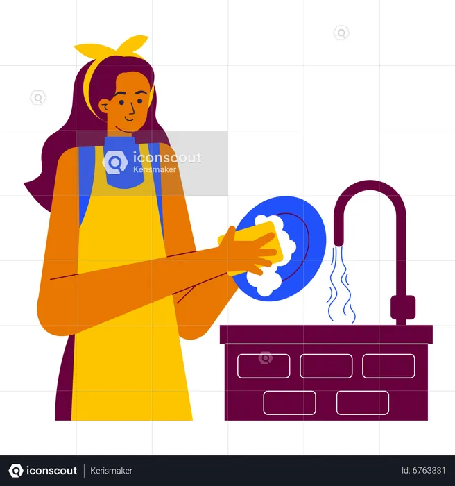 Washing dishes  Illustration
