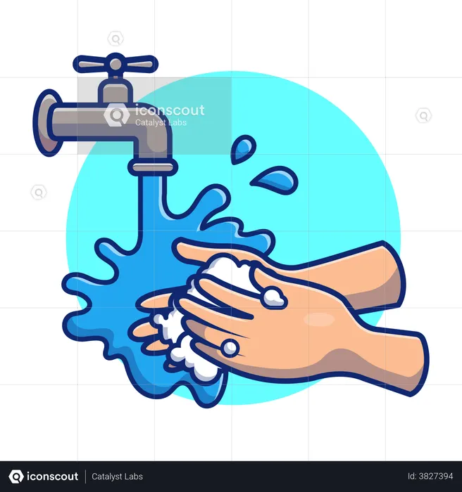 Washing hand with water and soap  Illustration