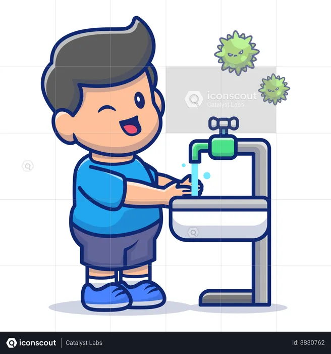 Washing hands during coronavirus  Illustration