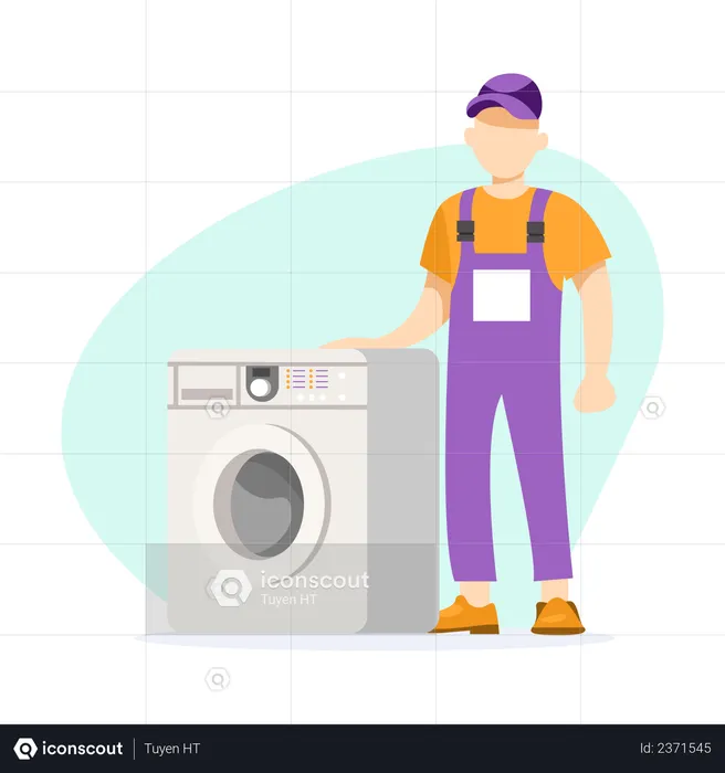 Washing machine repairman  Illustration