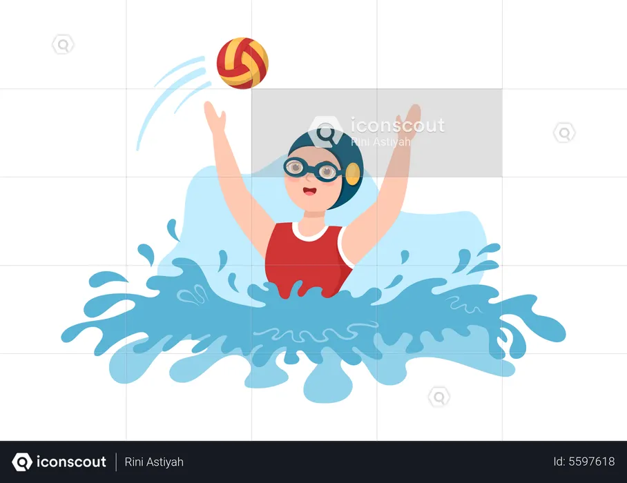 Wasserball-Sportspieler im Schwimmbad  Illustration