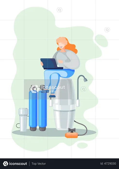 Kaufen Sie einen Wasserfilter zur Reinigung des Leitungswassers zu Hause  Illustration