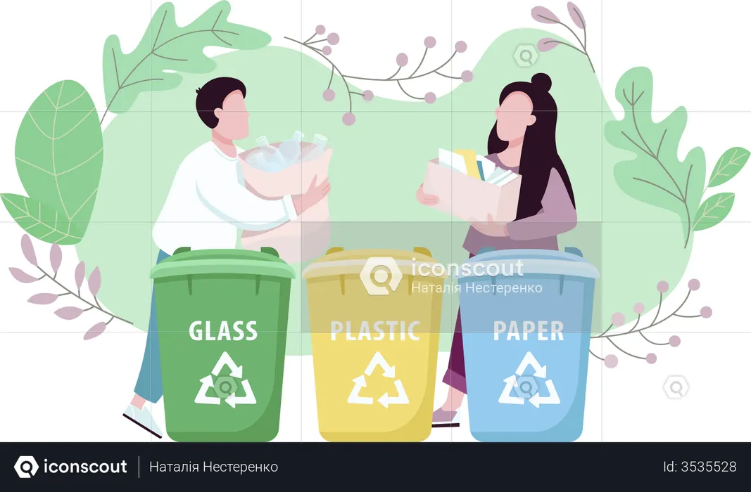 Waste management, eco friendly living  Illustration