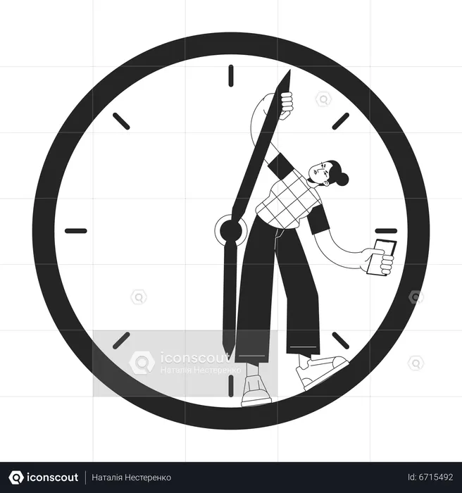 Wasting time on internet with mobile phone  Illustration