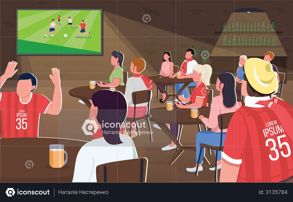 Watching football game  Illustration
