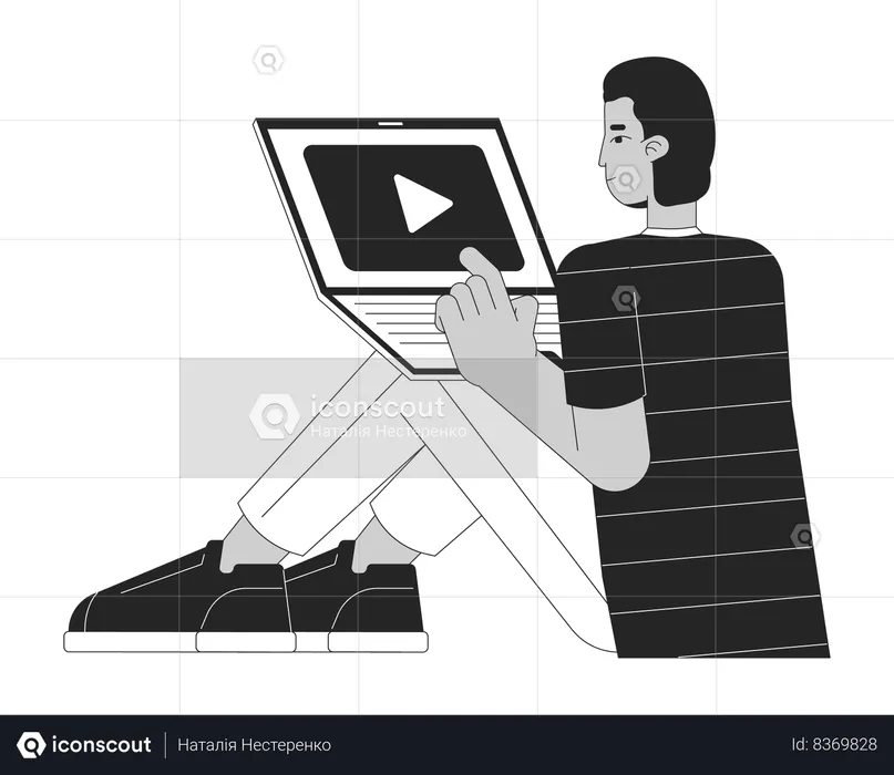 Watching movies on laptop  Illustration