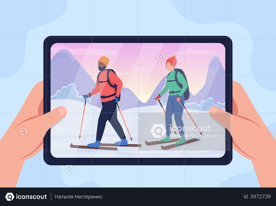 Watching travel vlogging channel  Illustration