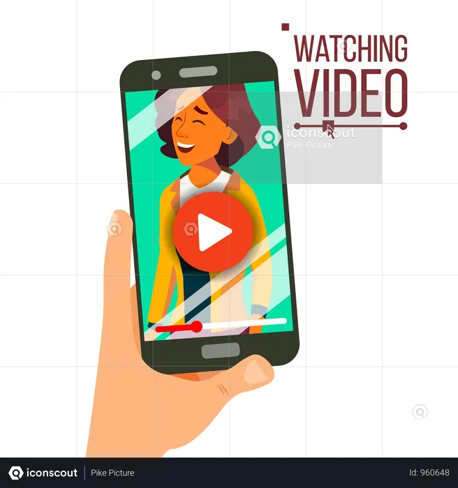 Watching Video On Smartphone Vector  Illustration