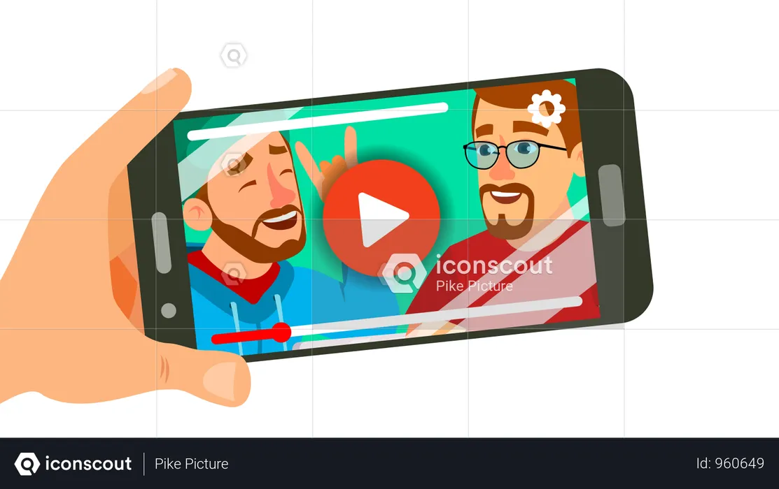 Watching Video On Smartphone Vector  Illustration