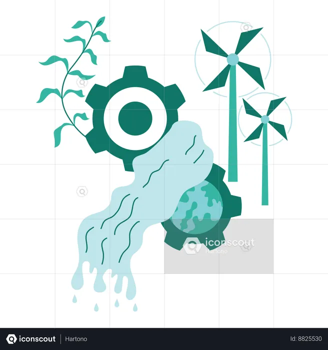Water and wind as green energy  Illustration