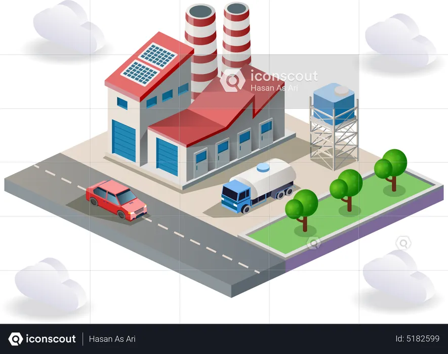 Water reservoir factory  Illustration