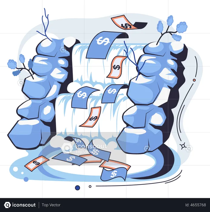 Waterfall with cash  Illustration
