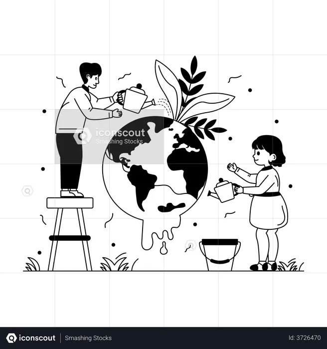 Watering Earth  Illustration