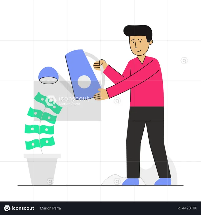 Watering investment plant  Illustration