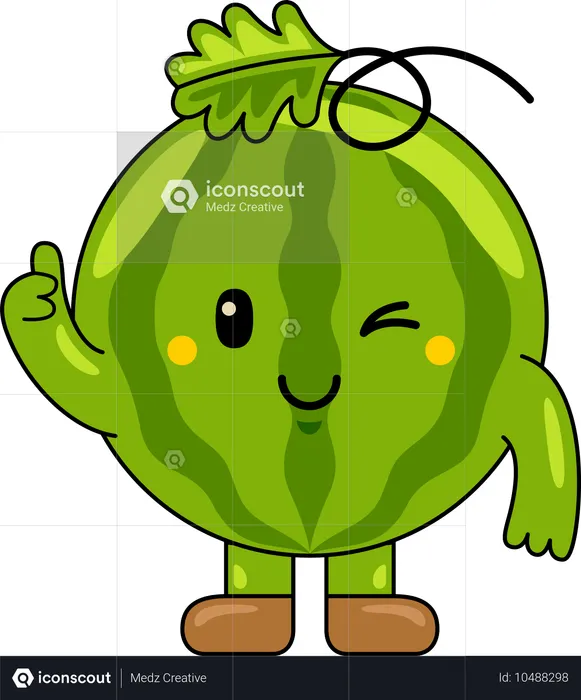 Watermelon Mascot showing thumbs up  Illustration