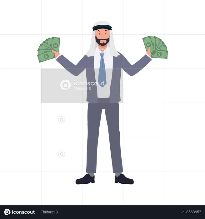 Wealthy Arab Businessman in Suit  Illustration