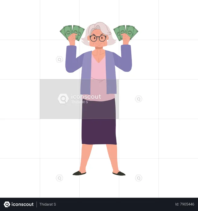 Wealthy Senior Enjoying Financial Success  Illustration