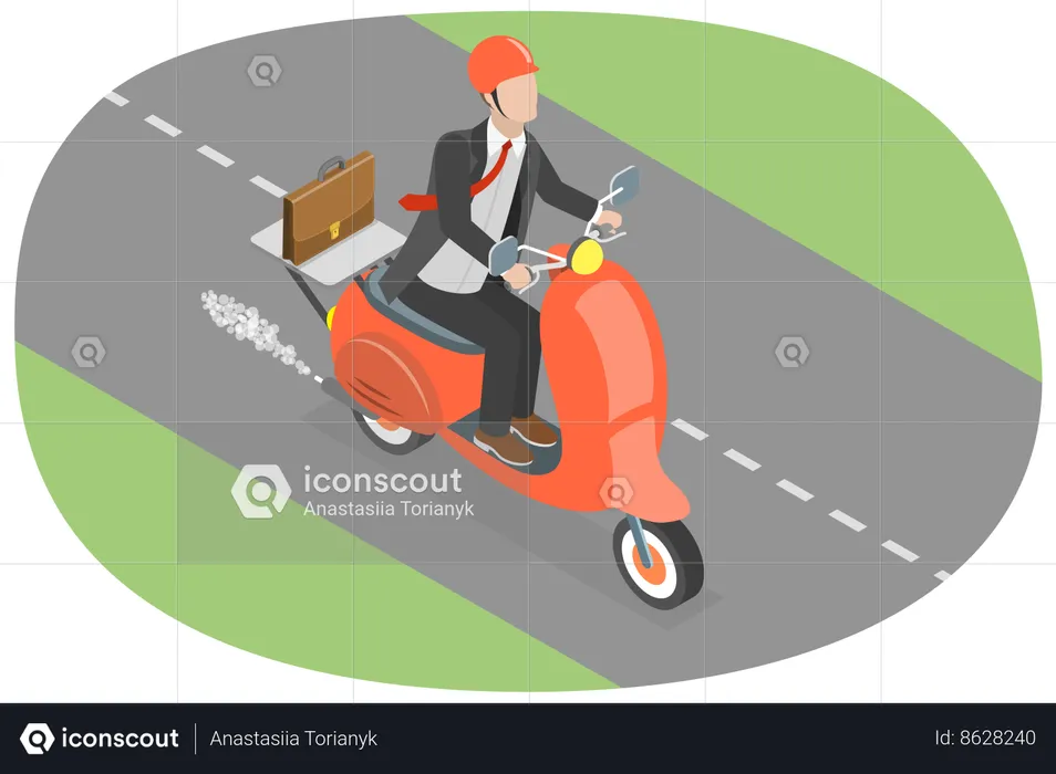 Wear Helmet While Riding a Motorbike  Illustration