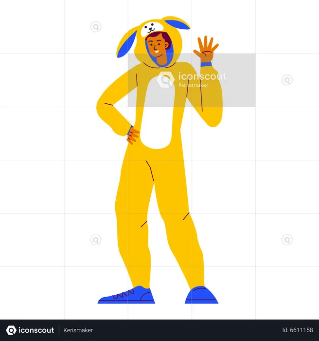 Wearing a rabbit costume  Illustration