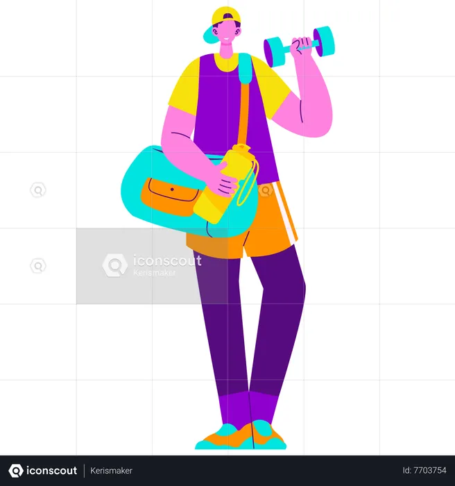 Wearing fitness outfit & stuff  Illustration