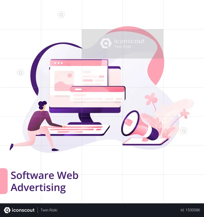 Web advertising for software  Illustration