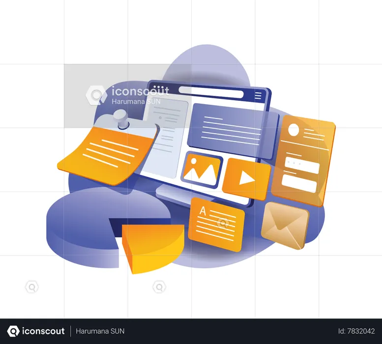Web application data and management  Illustration