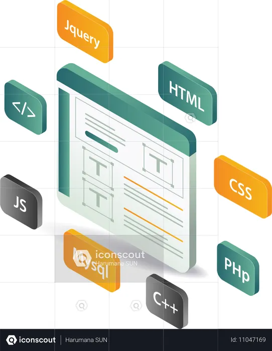 Web application development programming language  Illustration